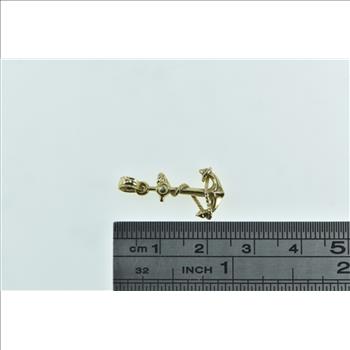 14K 3D Anchor Hope Symbol Vintage Yellow Gold Pendant