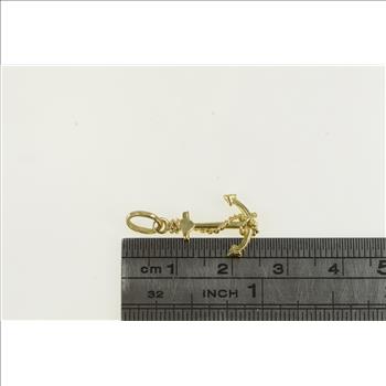14K 3D Anchor Nautical Hope Faith Symbol Yellow Gold Charm/Pendant