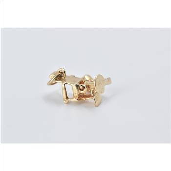 14K 3D Articulated Barber Hair Stylist Chair Yellow Gold Charm/Pendant