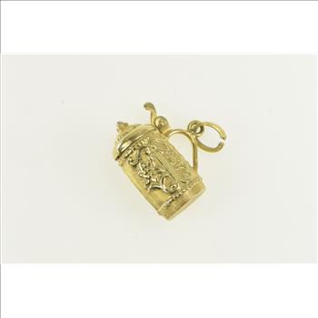 14K 3D Articulated Beer Stein Vintage Ornate Yellow Gold Charm/Pendant