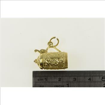 14K 3D Articulated Beer Stein Vintage Ornate Yellow Gold Charm/Pendant