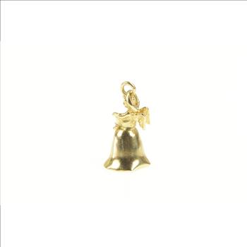 14K 3D Articulated Bell Cherub Guardian Angel Yellow Gold Charm/Pendant