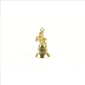 14K 3D Articulated Bell Cherub Guardian Angel Yellow Gold Charm/Pendant