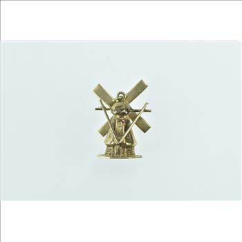 14K 3D Articulated Dutch Windmill Vintage Yellow Gold Charm/Pendant