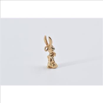 14K 3D Articulated Rabbit with Bow Tie Yellow Gold Charm/Pendant