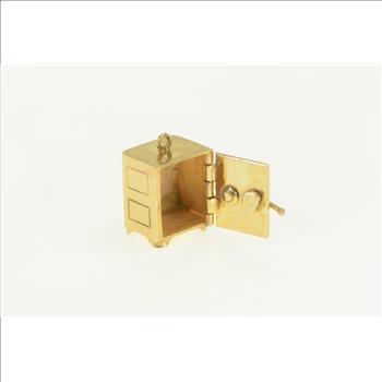 14K 3D Articulated Safe Vault Mini Bank Yellow Gold Charm/Pendant
