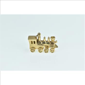 14K 3D Articulated Train Steam Engine Yellow Gold Charm/Pendant