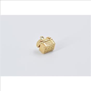 14K 3D Articulated Treasure Chest Yellow Gold Charm/Pendant