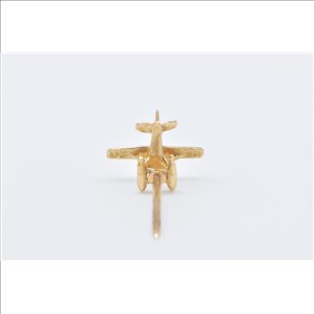 14K 3D Biplane Plane Lapel Yellow Gold Pin/Brooch