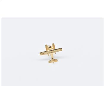 14K 3D Biplane Plane Lapel Yellow Gold Pin/Brooch