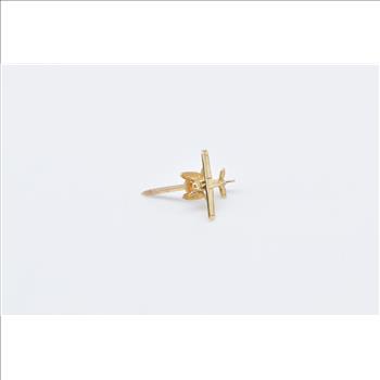 14K 3D Biplane Plane Lapel Yellow Gold Pin/Brooch