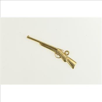 14K 3D Double Barrel Shotgun Vintage Gun Yellow Gold Charm/Pendant