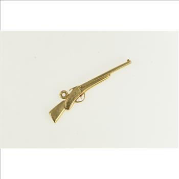 14K 3D Double Barrel Shotgun Vintage Gun Yellow Gold Charm/Pendant