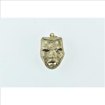 14K 3D Drama Comedy Theatre Mask Reversible Yellow Gold Charm/Pendant