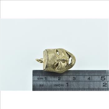 14K 3D Drama Comedy Theatre Mask Reversible Yellow Gold Charm/Pendant