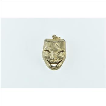 14K 3D Drama Comedy Theatre Mask Reversible Yellow Gold Charm/Pendant