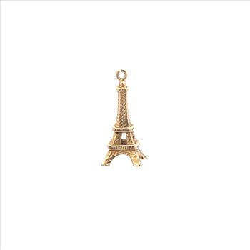 14K 3D Eiffel Tower Paris France Travel Yellow Gold Charm/Pendant