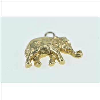 14K 3D Elephant Animal Memory Patience Symbol Yellow Gold Charm/Pendant