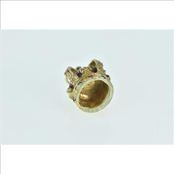 14K 3D Enamel Crown Jewels King Queen Royal Yellow Gold Charm/Pendant