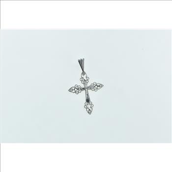 14K 3D Filigree Cross Christian Faith Symbol White Gold Charm/Pendant