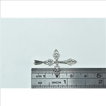 14K 3D Filigree Cross Christian Faith Symbol White Gold Charm/Pendant