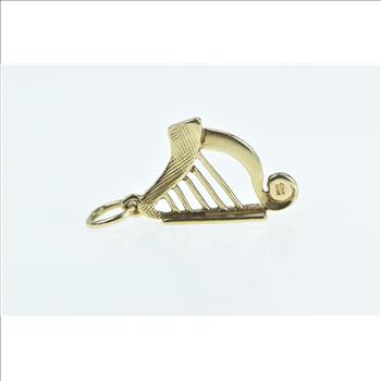 14K 3D Harp Musical String Instrument Music Yellow Gold Charm/Pendant