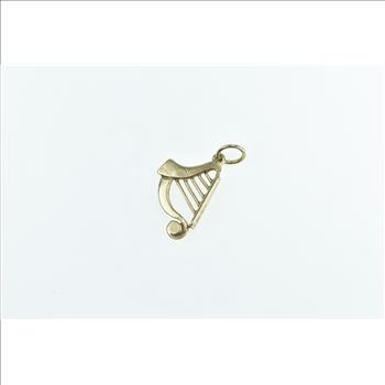 14K 3D Harp Musical String Instrument Music Yellow Gold Charm/Pendant