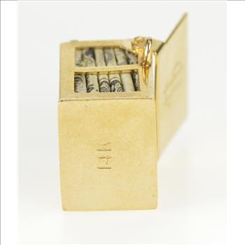 14K 3D Money Box Chest Folded Bill Cash Yellow Gold Charm/Pendant