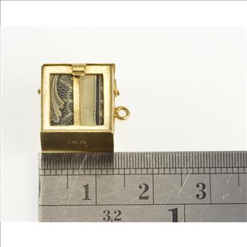 14K 3D Money Box Chest Folded Bill Cash Yellow Gold Charm/Pendant
