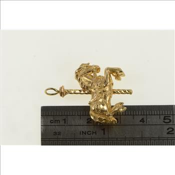 14K 3D Ornate Carousel Horse Carnival Ride Yellow Gold Pendant