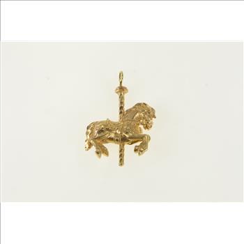 14K 3D Ornate Carousel Horse Carnival Ride Yellow Gold Pendant