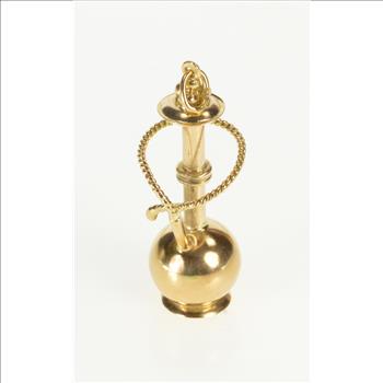 14K 3D Ornate Hookah Tobacco Smoking Pipe Yellow Gold Charm/Pendant