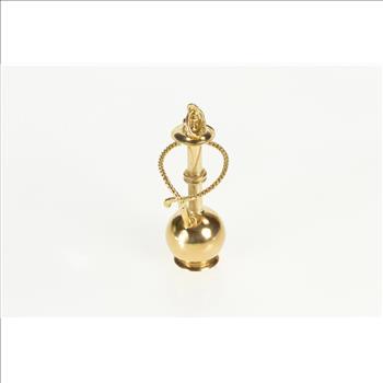 14K 3D Ornate Hookah Tobacco Smoking Pipe Yellow Gold Charm/Pendant