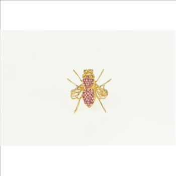 14K 3D Pave Ruby Encrusted Diamond Fly Bee Yellow Gold Pin/Brooch ...