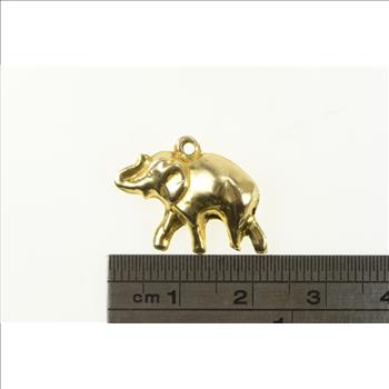 14K 3D Puffy Elephant Animal Strength Symbol Yellow Gold Charm/Pendant