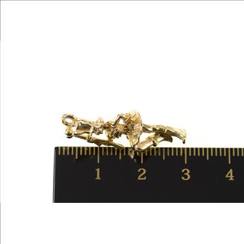14K 3D Retro 1960's Marching Band Baton Leader Yellow Gold Charm/Pendant