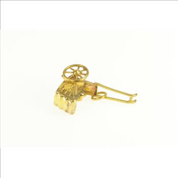 14K 3D Rickshaw Hand Drawn Carriage Yellow Gold Charm/Pendant