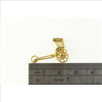 14K 3D Rickshaw Hand Drawn Carriage Yellow Gold Charm/Pendant