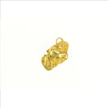 14K 3D Textured Raw Cluster Nugget Yellow Gold Charm/Pendant