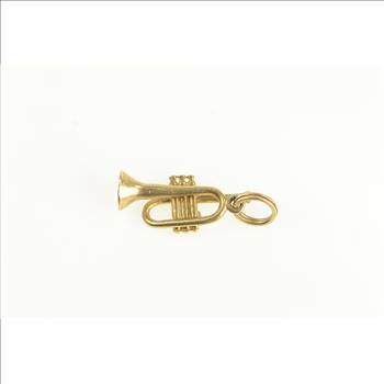 14K 3D Trumpet Music Instrument Jazz Musician Yellow Gold Charm/Pendant