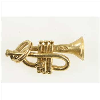 14K 3D Trumpet Music Instrument Jazz Musician Yellow Gold Charm/Pendant
