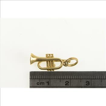 14K 3D Trumpet Music Instrument Jazz Musician Yellow Gold Charm/Pendant