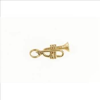 14K 3D Trumpet Music Instrument Jazz Musician Yellow Gold Charm/Pendant