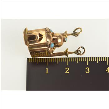 14K 3D Victorian Turquoise Taj Mahal Souvenir Yellow Gold Charm/Pendant