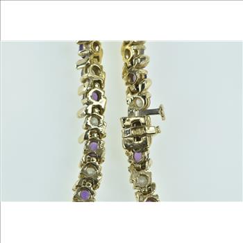 14K 4.00 Ctw Amethyst Diamond Chain Tennis Yellow Gold Bracelet 6.5