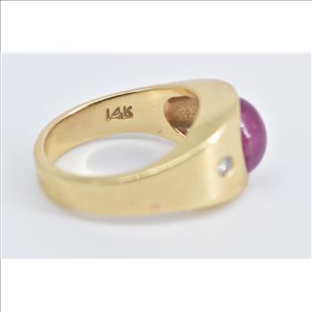 14K 4.06 Ctw Natural Ruby Diamond Accent Band Yellow Gold Ring, Size 8.25