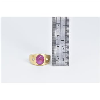 14K 4.06 Ctw Natural Ruby Diamond Accent Band Yellow Gold Ring, Size 8.25