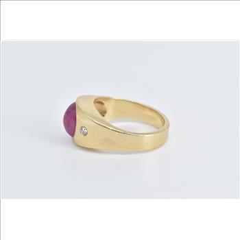 14K 4.06 Ctw Natural Ruby Diamond Accent Band Yellow Gold Ring, Size 8.25