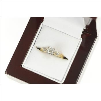 14K 40's 0.58 Ctw Old European Diamond Engagement Yellow Gold Ring, Size 6.75