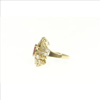 14K 4.29 Ctw Natural Ruby VVS Diamond Engagement Yellow Gold Ring, Size 7.25